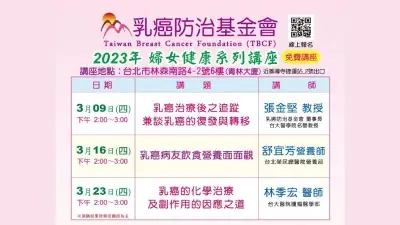 乳癌防治基金會 2023年 第一季活動免費報名