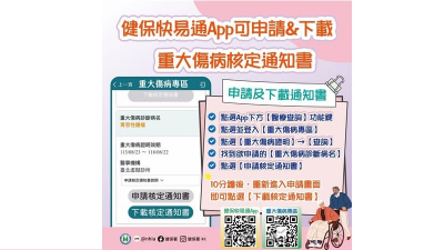健保快易通APP新功能上線！　重大傷病通知書可直接下載列印
