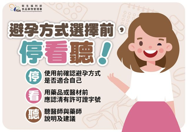 食品藥物管理署特別呼籲，不論使用哪種避孕方式，務必選用具有合法許可證字號的藥品或醫療器材，切勿在網路或來路不明的管道購買，以免對健康造成嚴重危害。