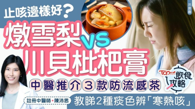 止咳邊樣好？燉雪梨vs川貝枇杷膏　中醫推介3款防流感茶　教睇2種痰色辨「寒熱咳」