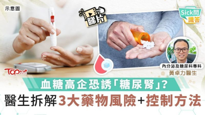 血糖高企恐誘「糖尿腎」？醫生拆解3大藥物風險＋控制方法