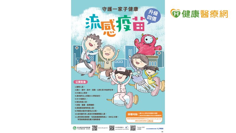 第三階段公費流感疫苗將於明日開打，籲請各類公費對象儘速完成接種，以及早獲得保護力
