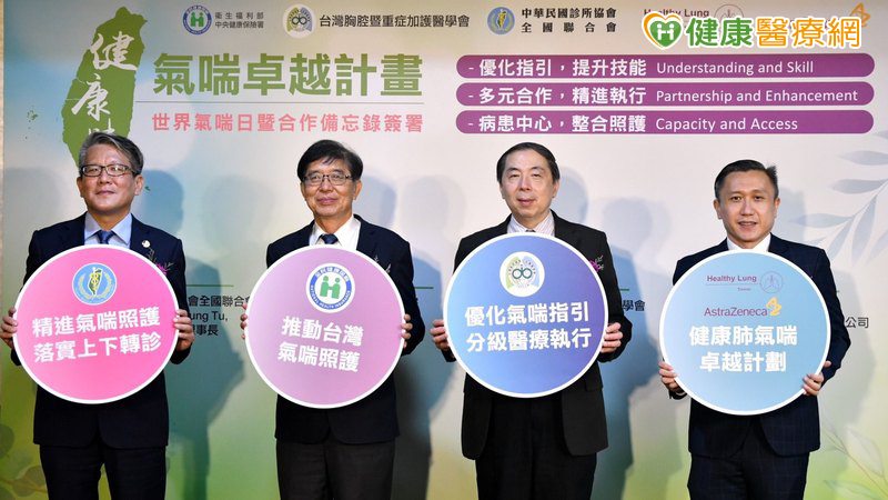 5日世界氣喘日，為「加強正確氣喘衛教」進而「降低氣喘急診住院率」，由衛生福利部中央健康保險署、臺灣胸腔暨重症加護醫學會、中華民國診所協會全國聯合會等單位，共同簽訂「健康肺氣喘卓越計劃」合作備忘錄。