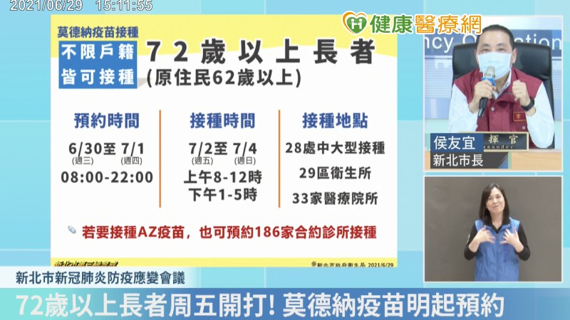莫德納疫苗來了　新北開放「疫苗接種預約系統」