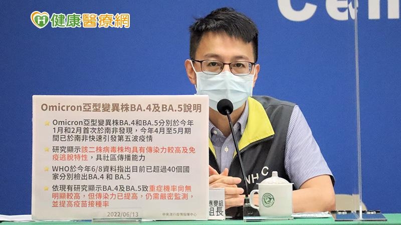 羅一鈞強調，依現有研究顯示BA.4及BA.5致重症機率尚無明顯較高，但傳染力已提高，仍需嚴密監測，並提高疫苗接種率。