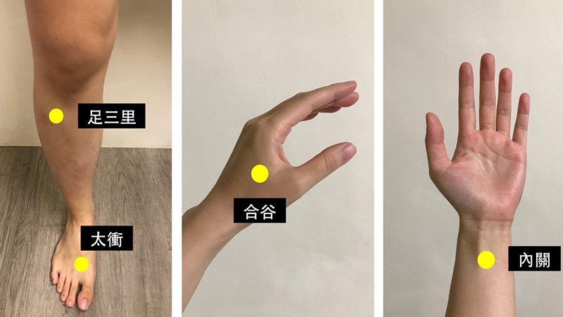 針灸足三里、合谷、太衝等穴培補正氣，疏通全身氣機，可改善胸悶、心悸、失眠不適。 （南市醫提供）