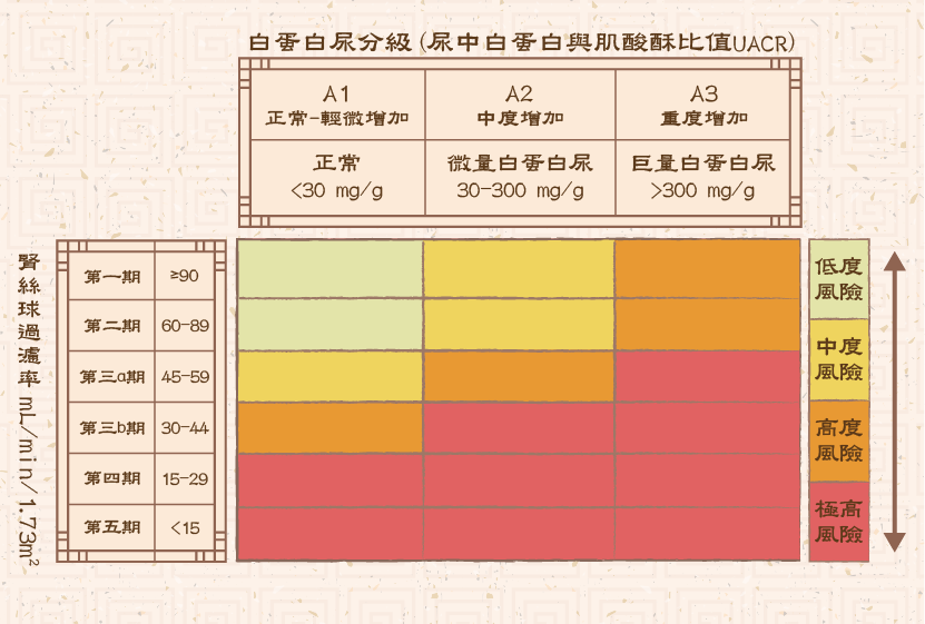 腎臟紅綠燈風險圖。（台灣腎臟醫學會提供）