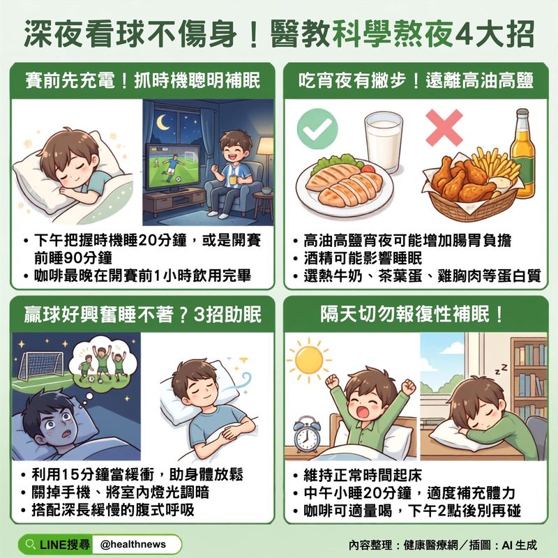 世界盃4強賽凌晨登場!熬夜看球怕隔天沒精神?醫教賽前賽後4重點應對 a22b5400954c4fab0091d8a051bff3a4